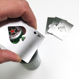 Ace of Spades, roestvrijstalen bieropener, speelkaartformaat